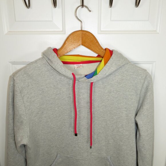 Tomboy X Hoodie Heather Pullover Hoodie w/ Rainbow Lining Size Medium - Picture 2 of 5